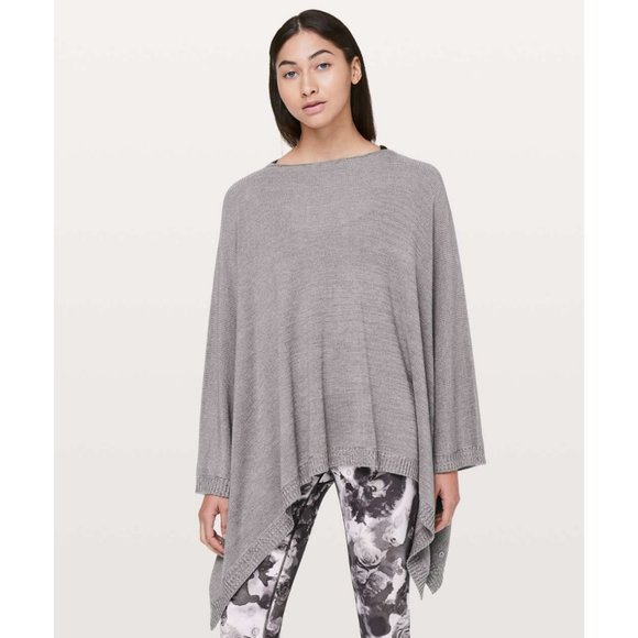 Lululemon Cashmere Tencel Divinity Scarf Poncho Ribbed Knit Cardigan Sweater - Picture 3 of 16